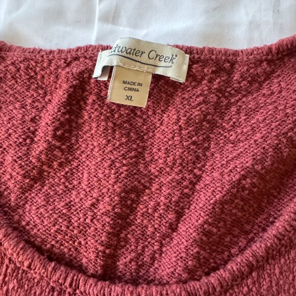 Coldwater Creek 100% Slub Cotton Rose Short Sleeve Sweater, size XL - Picture 2 of 9